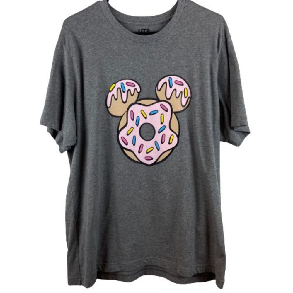 NEW UT UNIQLO Mens XL Disney Mickey Mouse Donut T-Shirt Kevin Lyons  Gray Pink